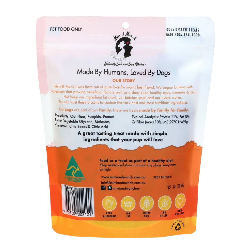 Mimi & Munch Pumpkin Pie Soft & Chewy Natural Dog Treats